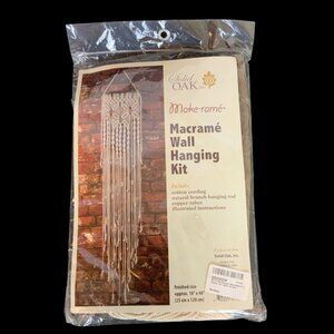 Solid Oak Macramé Wall Hanging Kit Instructions Cotton Cord Natural Beads Rod